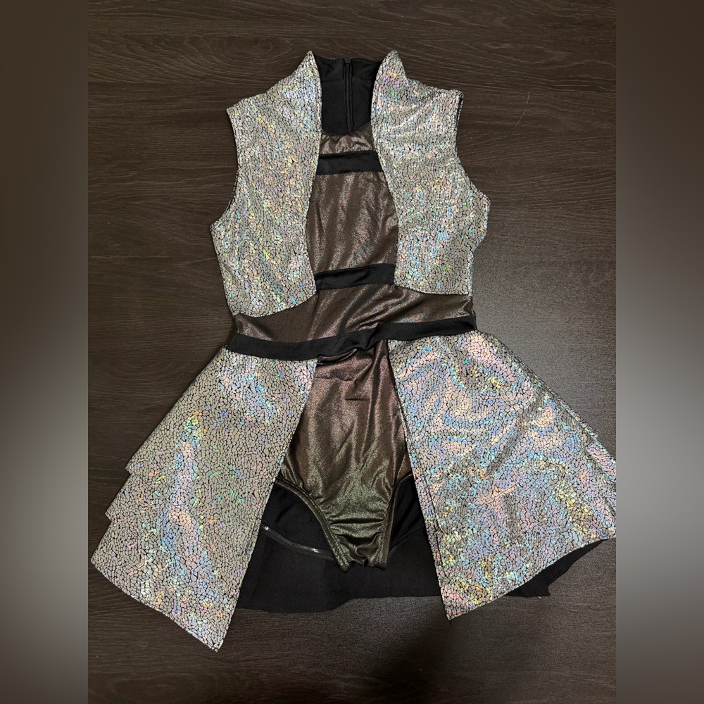 Revolution Foil dot/holographic spandex leotard Dress Dance Costume LC (Child L)